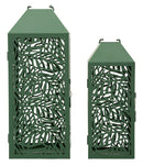 Lanterne Carving Coppia 17,8x17,8x44 cm in Metallo Verde      
