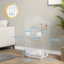 Gabbia per Uccelli Voliera 46x36x100 cm con Maniglia e Porte Gabbietta con Altalena in Acciaio PP e Legno Bianco      