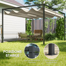 Pergola da Esterno 3x2 m con Tettuccio Retrattile in Metallo e Poliestere Crema e Grigio      