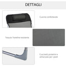 Sdraio da Giardino 182x56x28 cm Pieghevole con Schienale Reclinabile e Cuscino in Metallo e Texteline Nero      