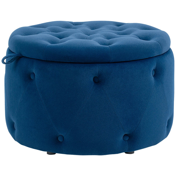 Pouf Poggiapiedi Ø60x40 cm in Velluto Blu Scuro prezzo
