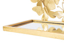 Comodino Mensola Butterflies Coppia 43x19,2x16,5 cm in Ferro e MDF e Specchio Oro      