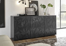 Mobile Buffet 3 Ante 180x42x84 cm in Legno TFT Praga Nero Lucido