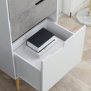 Mobile 3 Cassetti e 2 Ripiani 50x39x169,5 cm in Truciolato e Legno di Pino Grigio Bianco