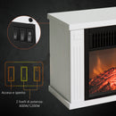 Camino Elettrico da Terra 600-1200W con Effetto Fiamma in Plastica e Vetro Temperato Bianco      