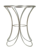Tavolinetto Trixy Ø56x68 cm in Ferro e Vetro Argento      