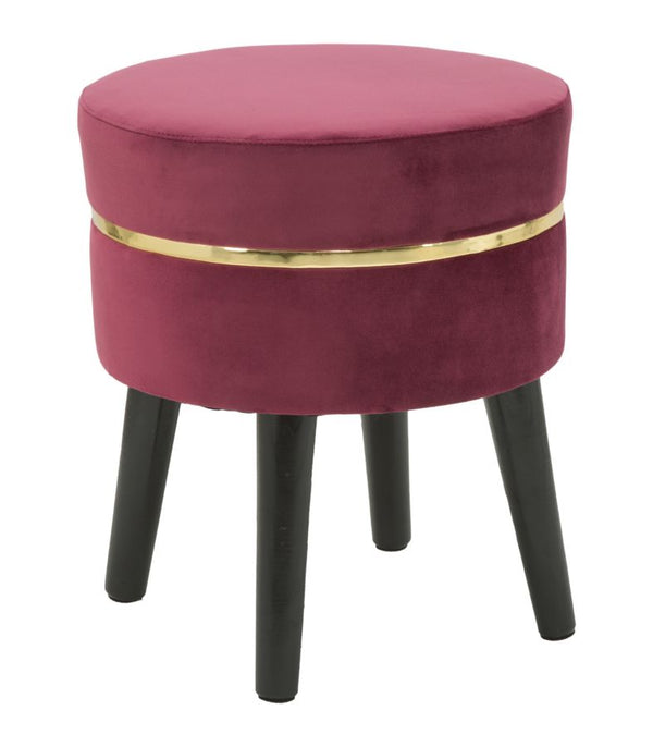 acquista Sgabello Paris Bordeaux Ø35x40,5 cm Legno Spugna e Velluto Sintetico Bordeaux e Oro e Nero