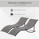 Set 2 Lettini Prendisole Pieghevoli 61x165x63 cm in Alluminio e Textilene Nero e Grigio Scuro