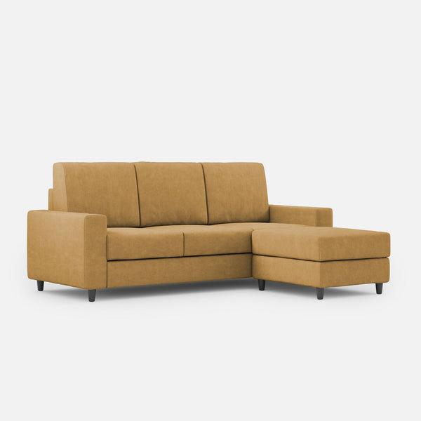 sconto Divano 3 Posti con Pouf 208x155x85 cm Sakar in Tessuto Ocra