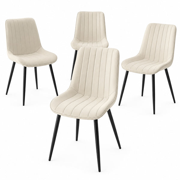 Set 4 Sedie da Pranzo Seduta Ergonomica 43x52x85 cm Struttura in Acciaio in Velluto Crema prezzo