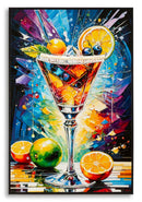Stampa Decorata su Tela Laccata con Cornice Cocktail 62x3,5x92 cm in Abete e Tela e Plastica      