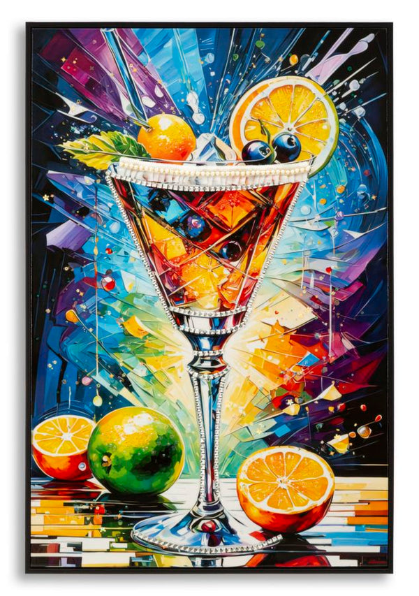 Stampa Decorata su Tela Laccata con Cornice Cocktail 62x3,5x92 cm in Abete e Tela e Plastica acquista