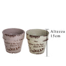Set 2 Vasi Cesti in Ceramica con Scritta Larghezza 16 cm