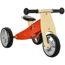Triciclo per Bambini  Senza Pedali in Legno Rosso