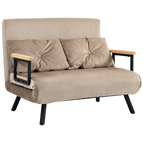 prezzo Divano Letto Schienale Regolabile 102x73x81 cm in Velluto Marrone Chiaro