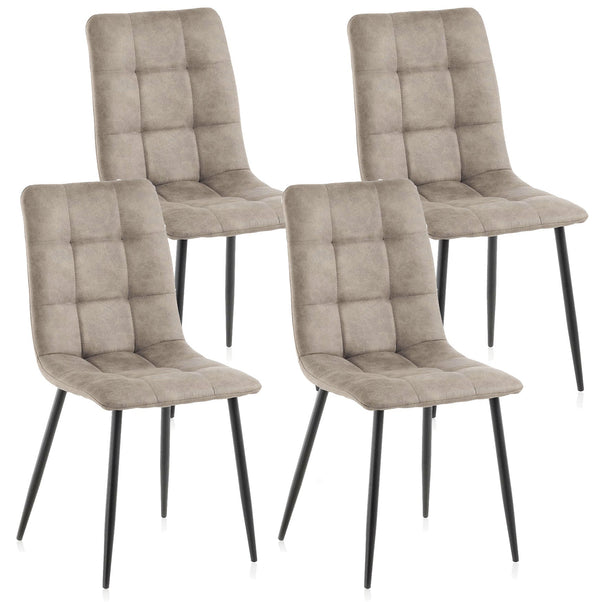 acquista Set 4 Sedie 42,5x52,5x87,5 cm in Similpelle Marrone Chiaro