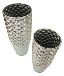 Porta Vasi Coppia Silvy Ø37x92 cm - Ø32x75 cm in Ferro Argento      