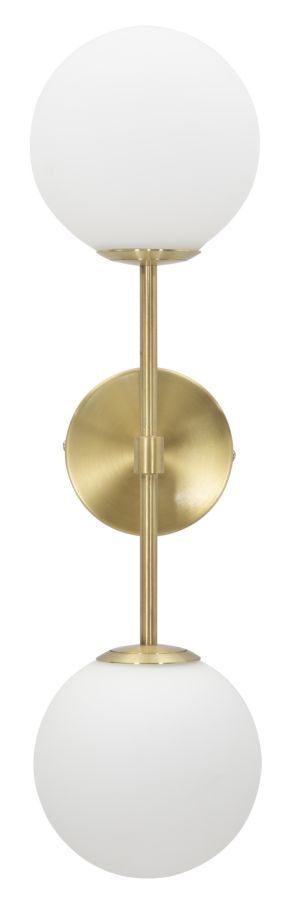 acquista Lampada da Muro Glamy Doppia 15x21x55 cm in Ferro e Vetro Oro e Bianco