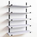 Set 5 Mensole da Parete 40x12x1,5 cm Scaffali da Muro con Staffe in Metallo Bianco      