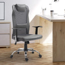 Sedia da Ufficio Presidenziale Ergonomica in Rete e Similpelle Altezza Regolabile Grigia 