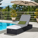 Lettino Prendisole da Giardino di Lusso in Rattan Sintetico e Alluminio Nero 