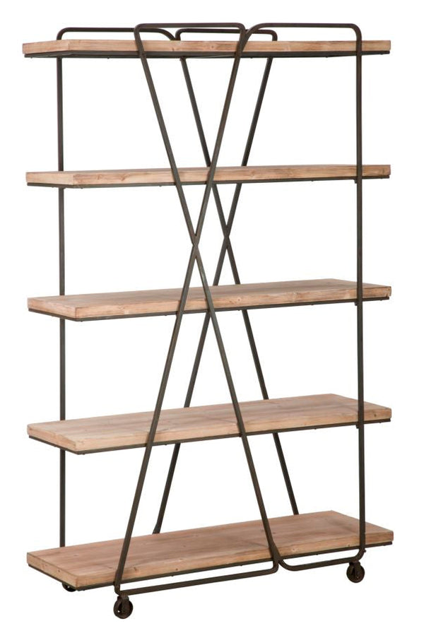 Libreria Trox 119,5x44x187 cm Legno di Abete e MDF e FERRO Marrone e Grigio sconto