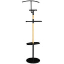 Appendiabiti da Terra 46x35x152 cm in Legno e Acciaio con Mensola e Gruccia Nero