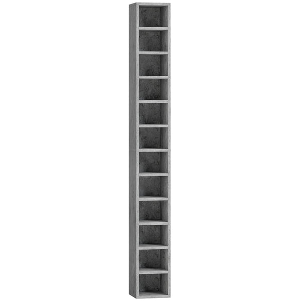 Mobile Libreria Porta CD 21x20x175 cm a 12 Ripiani per 204 CD in MDF e Truciolato Grigio online