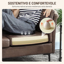 Divano 2 Posti Design Minimal 137x72x88 cm con Imbottitura Spessa in Poliestere Effetto Pelle Marrone Scuro  
