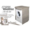 Telo Copertura Lavatrice 60x60x80 cm Protezione con Chiusura Zip in Tessuto a Cuori Tortora      