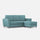 Divano 3 Posti con Pouf 212x155x85 cm Yasel in Tessuto Petrolio