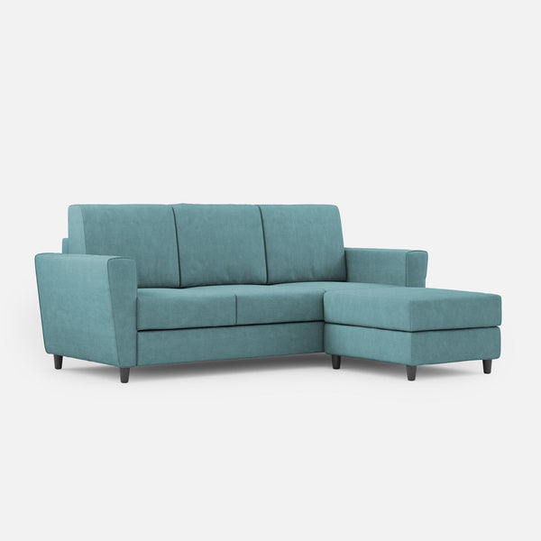 prezzo Divano 3 Posti con Pouf 212x155x85 cm Yasel in Tessuto Petrolio