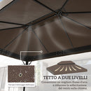 Copertura per Gazebo da Giardino 3x4 m a 2 Livelli in Tessuto Oxford 600D con Fori di Drenaggio Caffè      