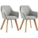Set 2 Sedie Imbottite 54x57x80 cm in Velluto e Legno Grigio