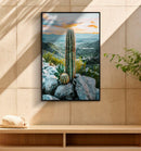 Stampa su Tela Laccata con Cornice Cactus 60x4x90 cm in Pino e Tela e Plastica      