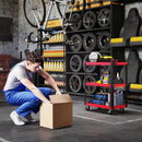 Carrello Porta Attrezzi a 3 Ripiani 70,5x35x82,5 cm in Metallo e PP Rosso e Nero      