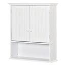 Pensile Mobile Bagno Sospeso con Armadietto a 2 Ante e Ripiano Aperto 60x20x70,5 cm in MDF Bianco 