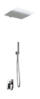 Kit Doccia Soffione Doccino e Miscelatore in Acciaio Inox 40x40 cm da Parete Square