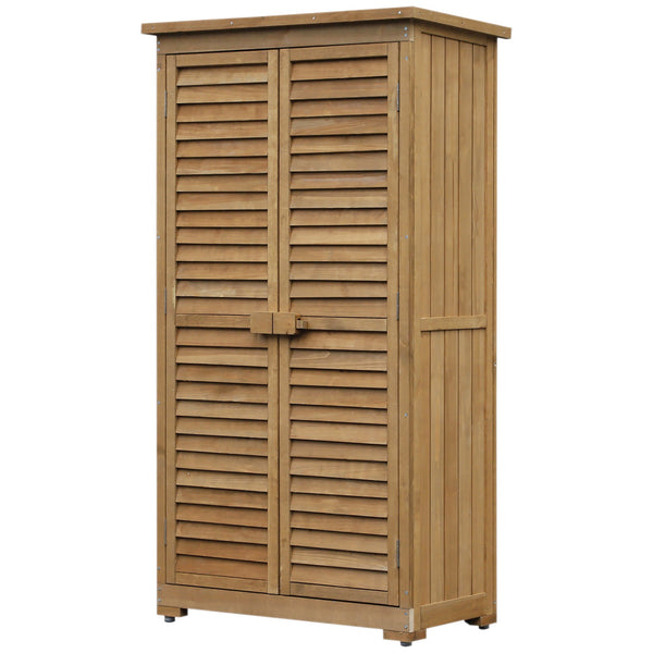 Armadio Porta Attrezzi da Giardino Impermeabile 3 Ripiani in Legno 87x46.5x160 cm online