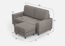 Divano 2 Posti con Pouf 168x145x85 cm Sakar in Tessuto Grigio