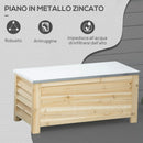 Baule da Esterno 110x50x50 cm Capacità da 155L con Coperchio e 2 Ammortizzatori in Metallo e Legno      