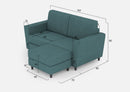 Divano 2 Posti con Pouf 172x145x85 cm Yasel in Tessuto Petrolio