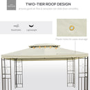 Gazebo da Giardino 300x400x270 cm Struttura in Metallo Telo Impermeabile Color Crema      