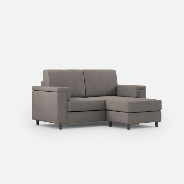 online Divano 2 Posti con Pouf 148x155x85 cm Marrak in Tessuto Grigio