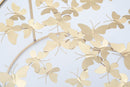 Tavolo da Caffè Butterflies Ø60x40,5 cm in Ferro e Vetro Oro      