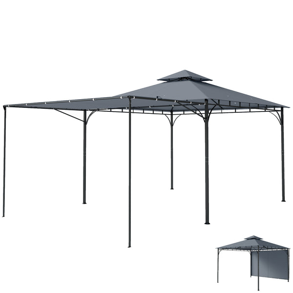 acquista Gazebo da Giardino con Tetto Estensibile 320x320x275 cm con Fori di Drenaggio in Metallo e Poliestere Grigio Scuro
