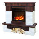Camino Elettrico da Pavimento 95,8x109,6x28 cm Effetto Fiamma 1100W Leon & Dionis Bianco/noce scuro