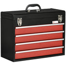 Cassetta Porta Attrezzi 4 Cassetti e Vassoio 51x22x39,5 cm in Acciaio Rosso e Nero
