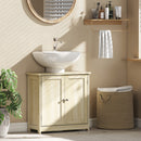 Mobile Sottolavabo 60x30x60 cm a 2 Ante con Ripiano Regolabile e Intaglio a U Rovere      