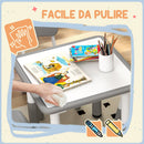Set Tavolo con 4 Sedie per Bambini Altezza Regolabile Grigio  